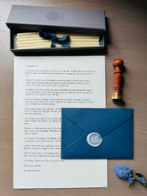 Load image into Gallery viewer, Our Made-to-Order Love Letters are beautifully presented in luxurious envelopes sealed with wax, perfect for any occasion. Customize your message with four elegant font options and have it printed on high-quality, cream-colored Conqueror paper. Ideal for weddings, anniversaries, or any special moment, our letters are guaranteed to make your loved one smile.
